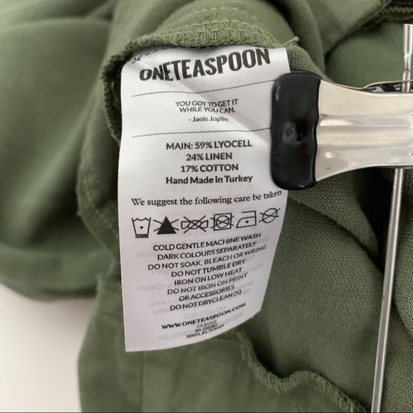 One Teaspoon Olive Green Paperbag High Waist Belted Pants Linen Cotton - Picture 7 of 8